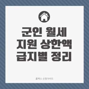 군인-월세-지원-상한액-급지별-정리