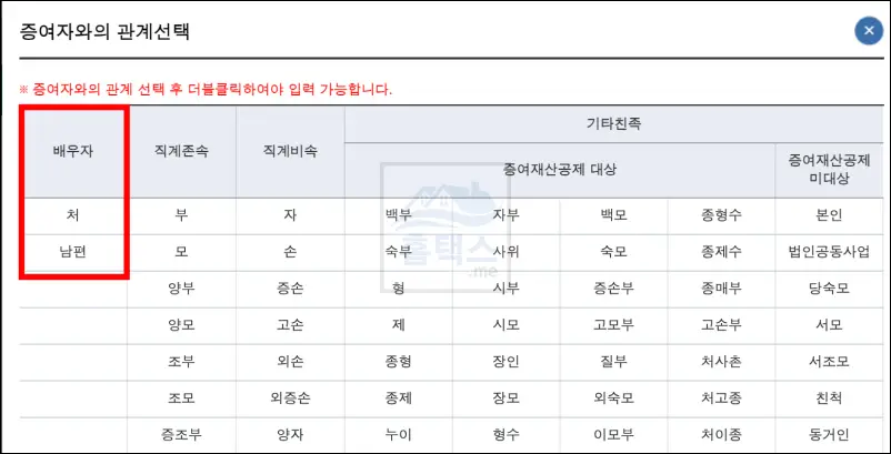 증여세-신고-증여자와의관계